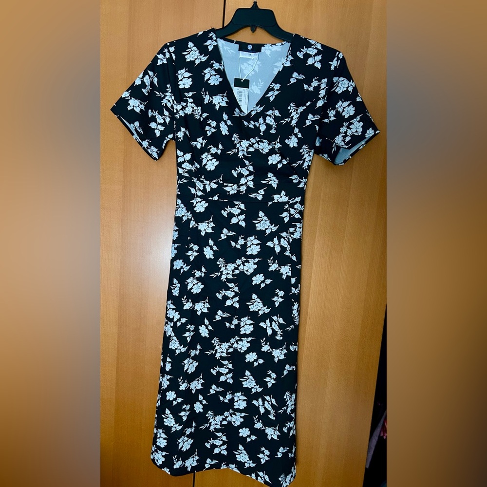 Nino Balcutti Black and White Wrap Midi Dress